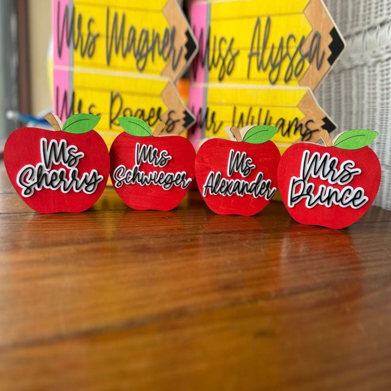 Apple Pen Holder,Teacher Wooden Apple,Personalized Teacher Appreciation Gift, Classmate Gift