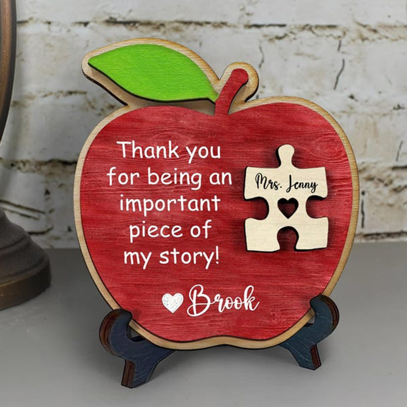 Personalized Teacher Wooden Puzzle Sign – Custom Apple Name Gift