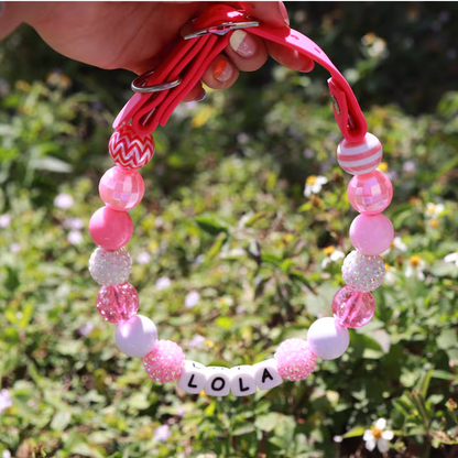 Adjustable beaded name dog collar