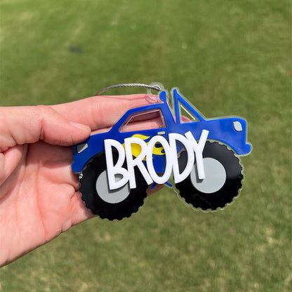 Monster Truck Keychain, Personalized Truck Bag Easter Tag
