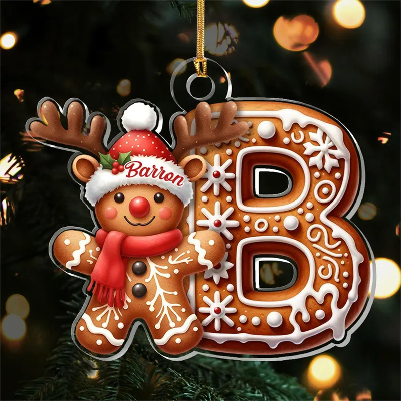 Custom First Letter Gingerbread Ornaments, Personalized Alphabet Letters