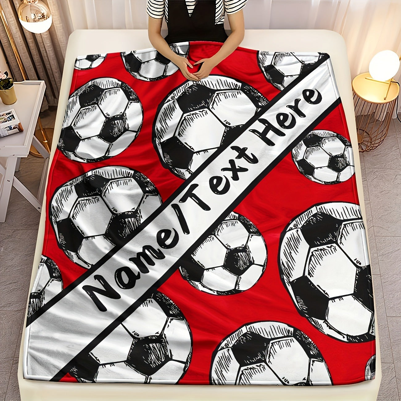 Customizable Football Pattern Throw Blanket