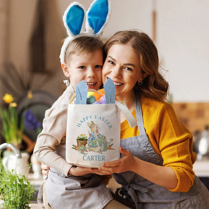 Personalized Happy Easter Cute Peter Rabbit Ears Bucket Bag