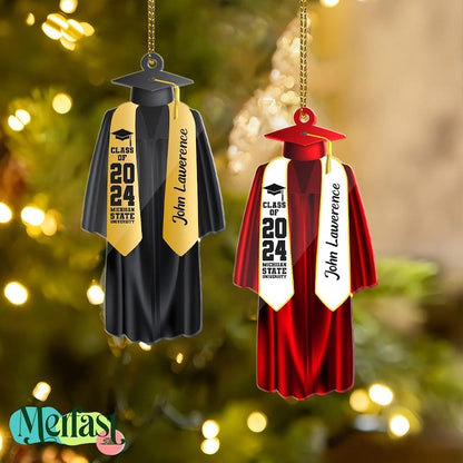 Personalized Graduation Ornament, Color Graduation Gown, School Graduation Ornament Gifts