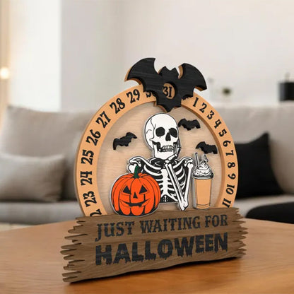 Halloween Skeleton Countdown Sign | Just Waiting for Halloween Decor |