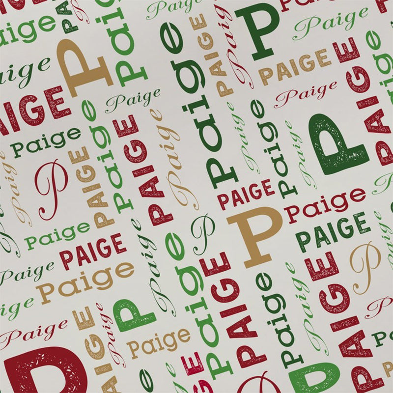 Holiday Repeating Name Personalized Wrapping Paper Christmas Wrapping Paper
