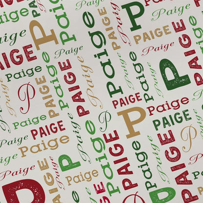 Holiday Repeating Name Personalized Wrapping Paper Christmas Wrapping Paper