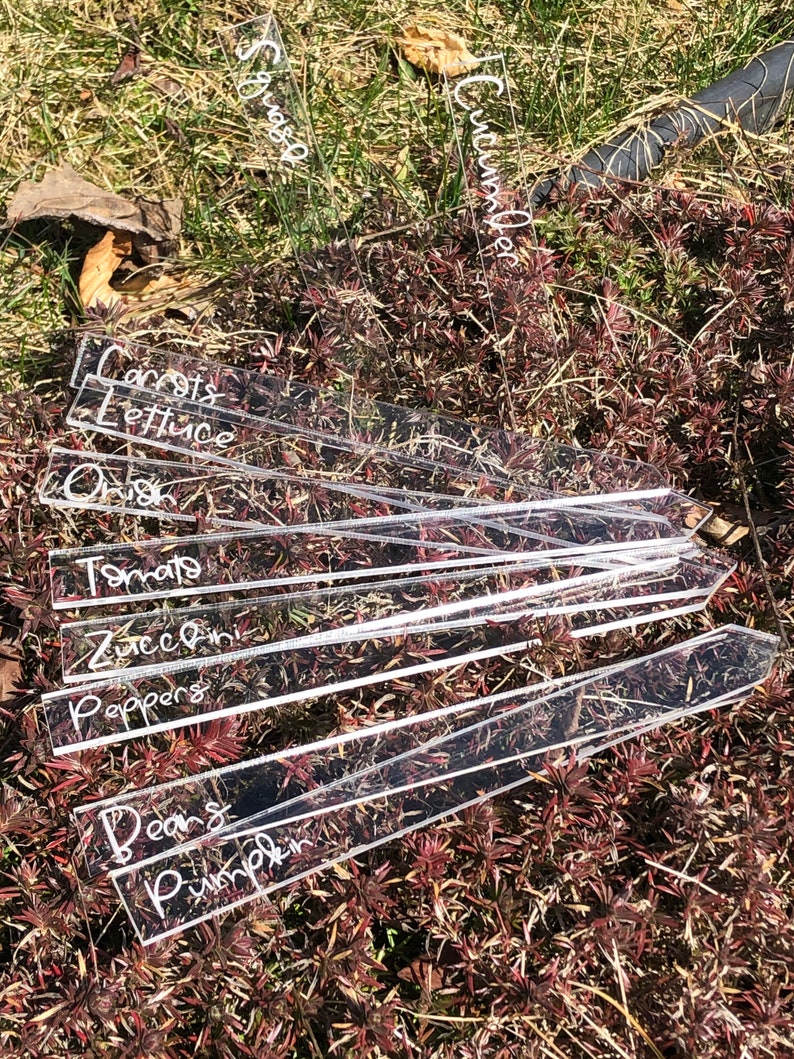 Laser Engraved Clear Veggie/Herb Garden Tags Packs
