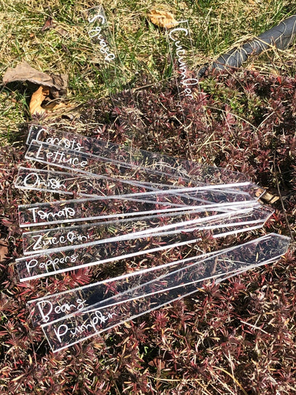Laser Engraved Clear Veggie/Herb Garden Tags Packs