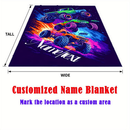 Custom Car Name Blanket Vivid Heavy Truck Design with 'Vane/lex' Print