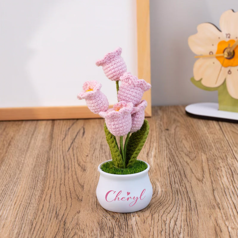 Personalised Crochet Flower in Pot,Custom Name Crochet Flower Pot