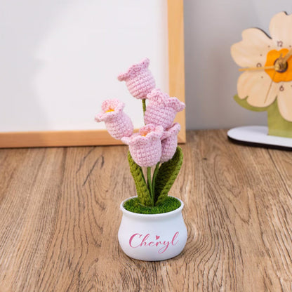 Personalised Crochet Flower in Pot,Custom Name Crochet Flower Pot