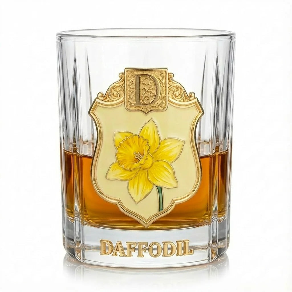 Personalized Birth Flower Whiskey Glass