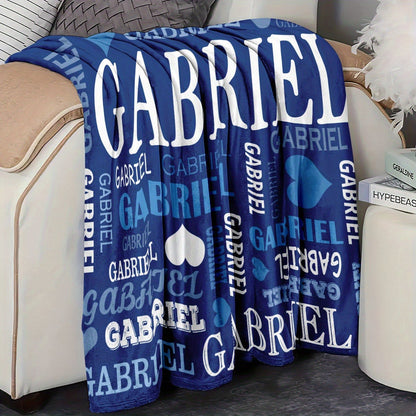 Custom Name Blanket - Personalized Flannel Throw with Heart & Star Design