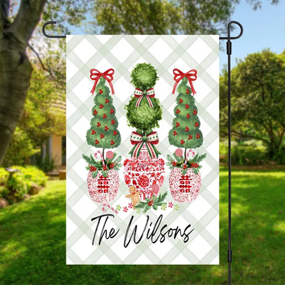 Custom Christmas China Topiaries Welcome Home Sign Display Garden Flag Family Gift