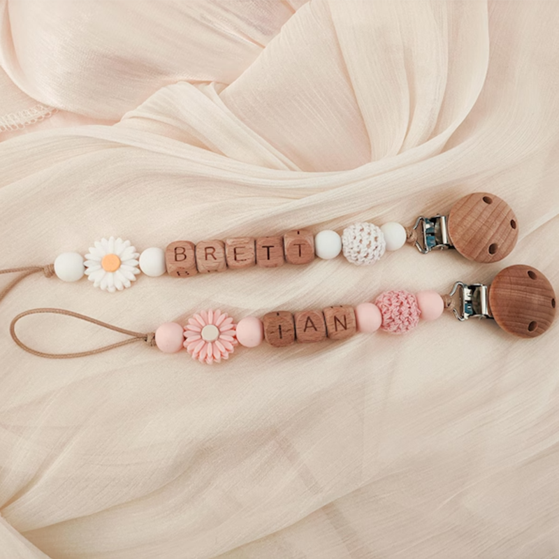 Personalized Pacifier Clip, Custom Dummy Clip, Pacifier Holder, Soother Clip