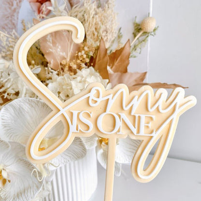Personalised Double Layered One Year Old Acrylic Cake Topper Acrylic