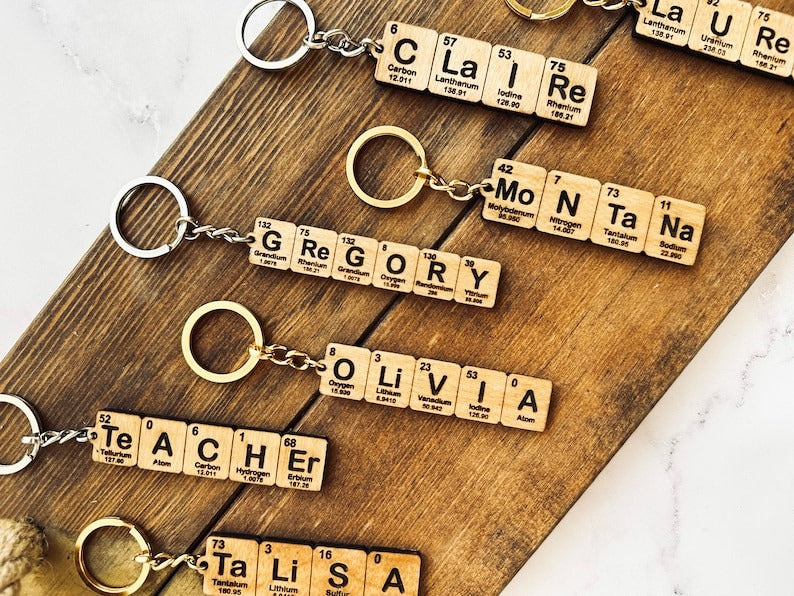 Custom Periodic Table Element Name Key Chain