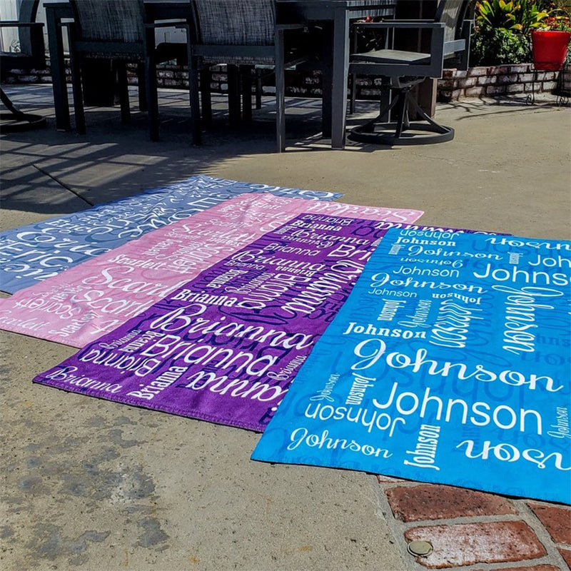 Personalized Beach Towel for Kids Adults Family Vacations Summer Fun