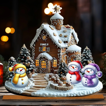 Merry Christmas Snowman - Personalized Family  Christmas Ornament