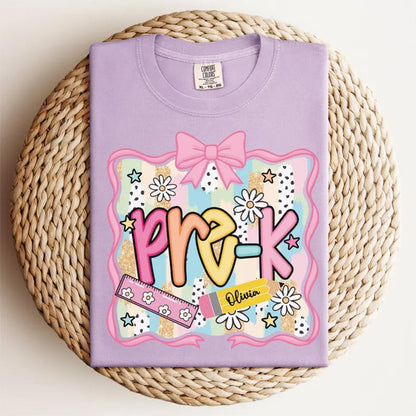 Preppy Pre-K Shirt Back To School Shirt, Personalized Hello Pre-k Tee