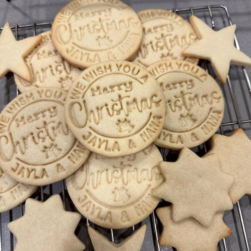 Personalized Christmas Cookie Cutter Stamp Set