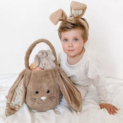 Personalized Easter Gift,Plush Easter Basket,Stuffed Bunny