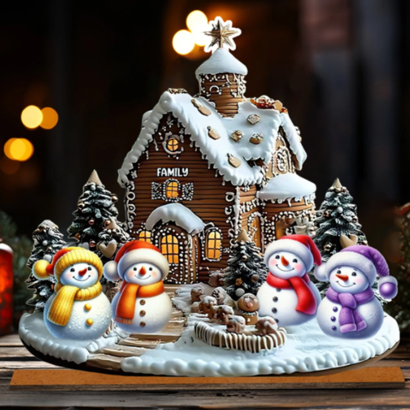 Merry Christmas Snowman - Personalized Family  Christmas Ornament