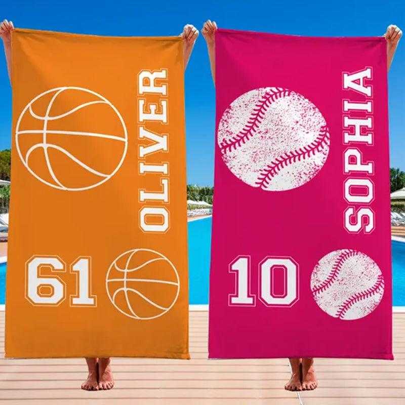 Custom Athletic Beach Towel, Sports Lover Pool Towel