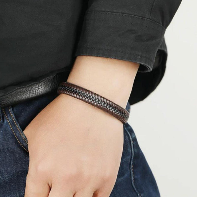 Personalized Mens Bracelet, Handmade Leather Beaded Jewelry with Kids Names