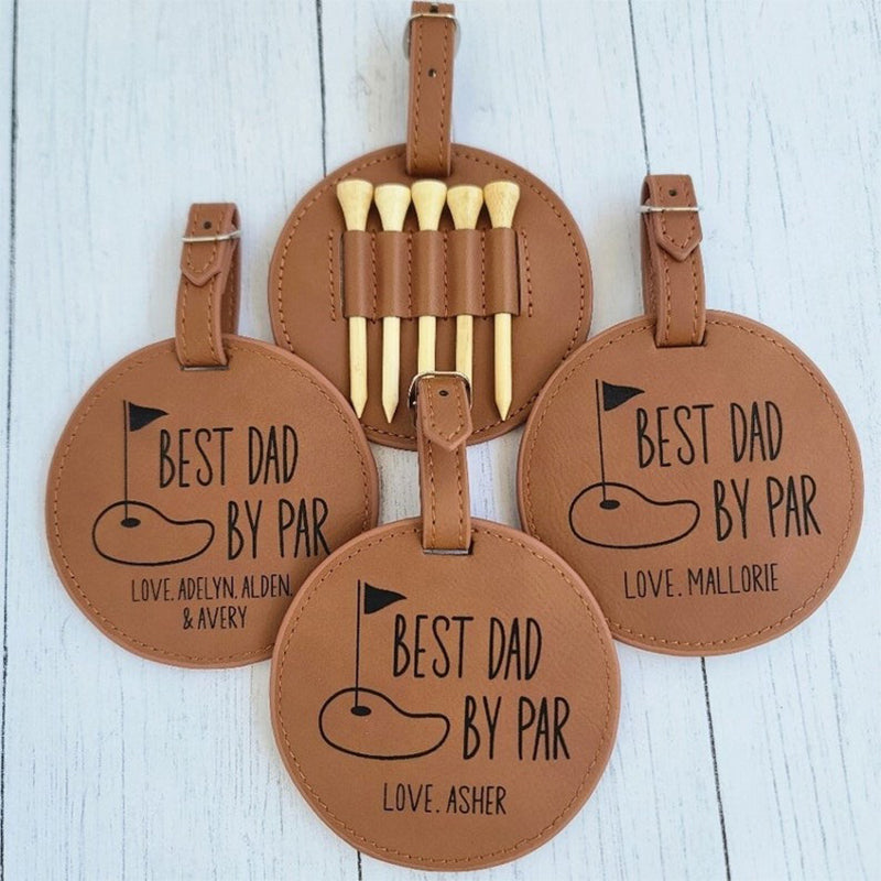 Personalized Fathers Day Gift Golf,Best Dad By Par Golf Tee Holder-Golf Bag Tag Golf Coach Gift