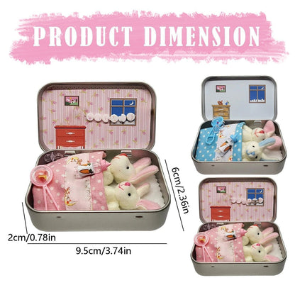 Easter Bunny Plush mummy and baby bunnies in Pocket Tin
