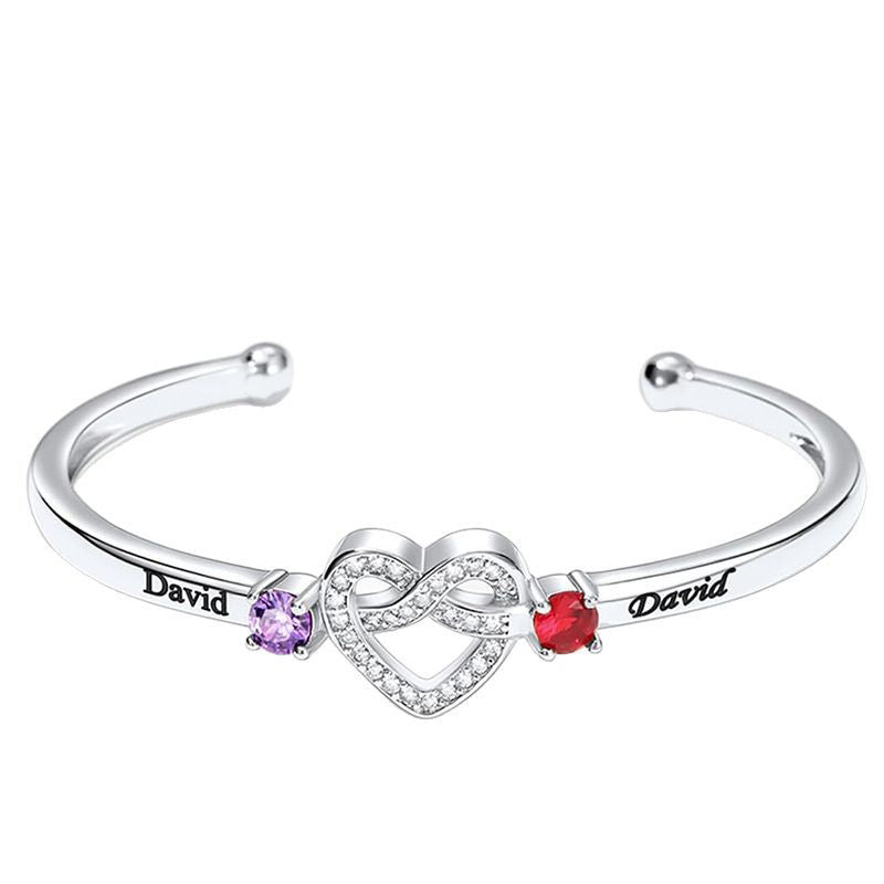 Personalized Name heart Bracelet,Custom Birthstone Bracelet