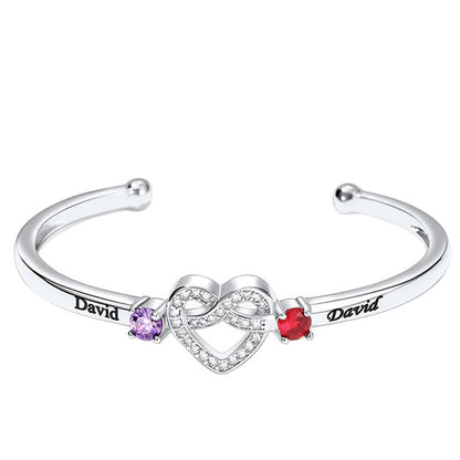 Personalized Name heart Bracelet,Custom Birthstone Bracelet