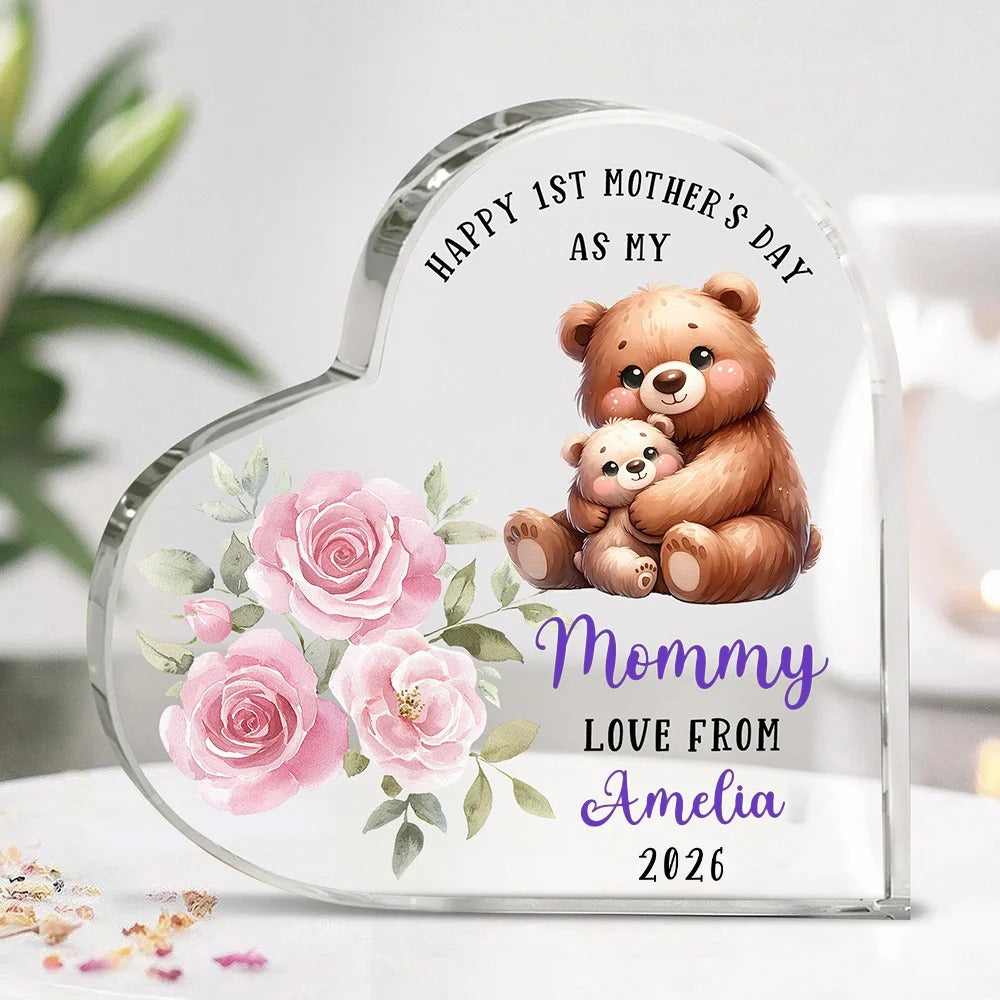 Personalized Happy 1st Mothers Day Cute Animal Heart-shape Acrylic