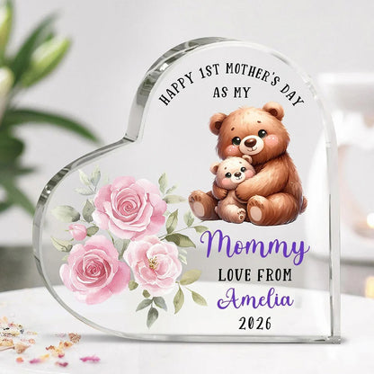Personalized Happy 1st Mothers Day Cute Animal Heart-shape Acrylic