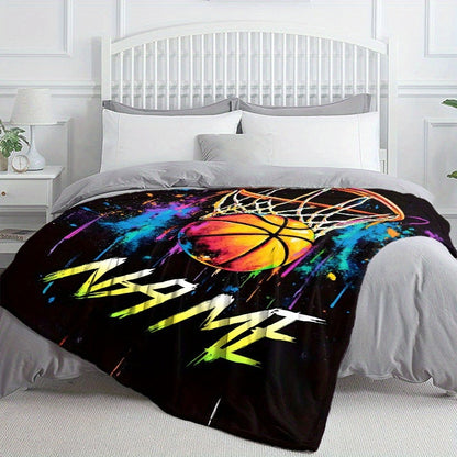 Custom Name Basketball Blanket – Soft Flannel Throw with Vibrant Digital Print