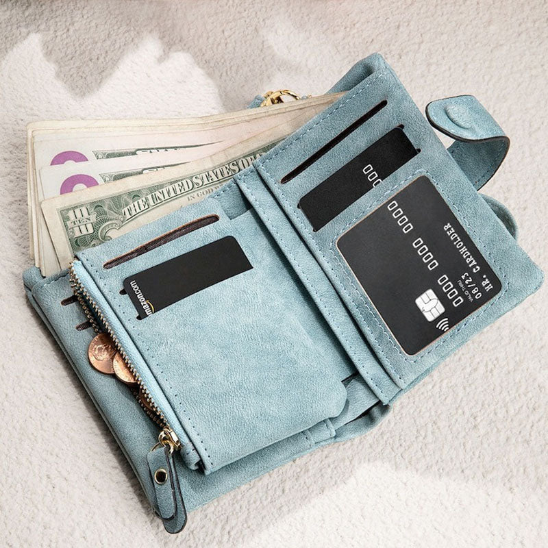 Personalized Vegan Leather Wallet Birth Flower Wallet Tri-Fold Wallet
