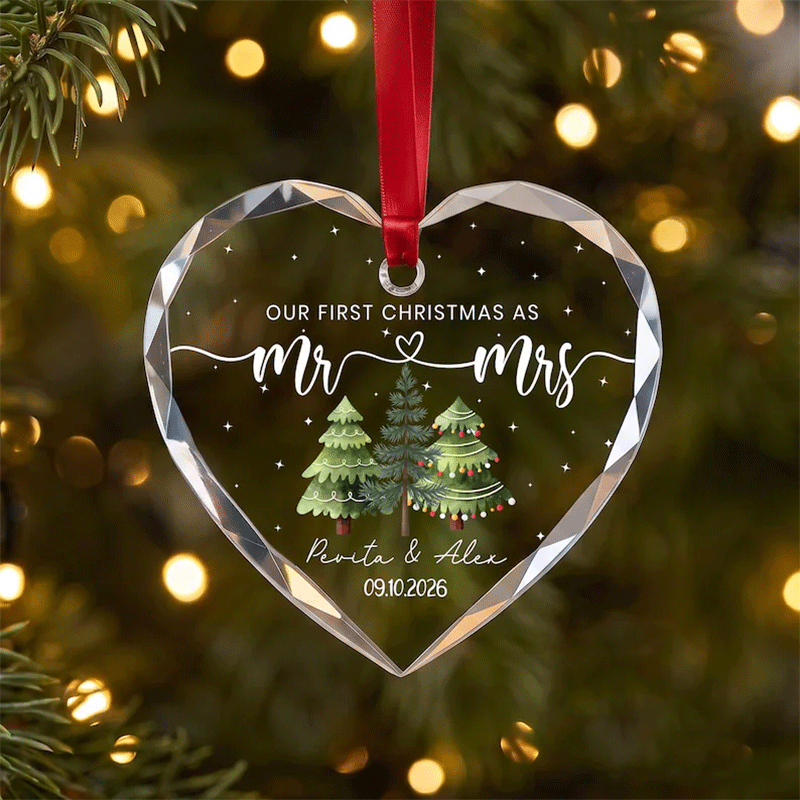Custom Name Ornament, Our First Christmas As Mr & Mrs Ornament