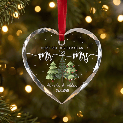 Custom Name Ornament, Our First Christmas As Mr & Mrs Ornament