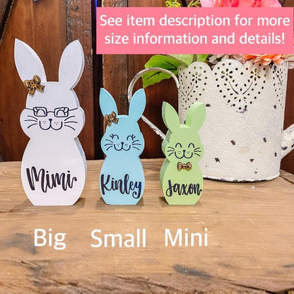 Personalized Easter Bunny Block - Chunky Wooden Easter Bunny