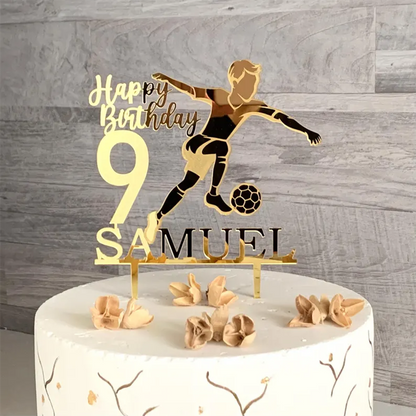 Custom Soccer Cake Topper – Personalized Name & Age