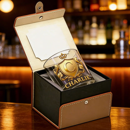 Cheers with Legendary Man - Personalized Golden 3D Badge Personalized Wood Whiskey Dispenser