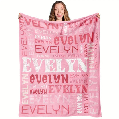 Custom Name Flannel Blanket - Contemporary Style, All-Season