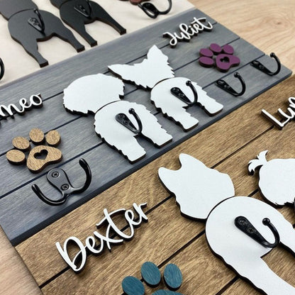 Custom Shiplap Dog Leash Holder, Personalized Leash holder