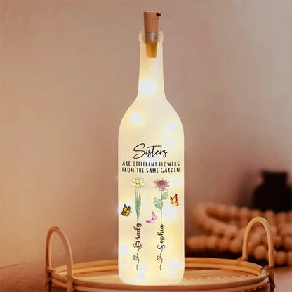 Personalized Sisters Are Different Flowers From The Same Garden Bottle Lamp