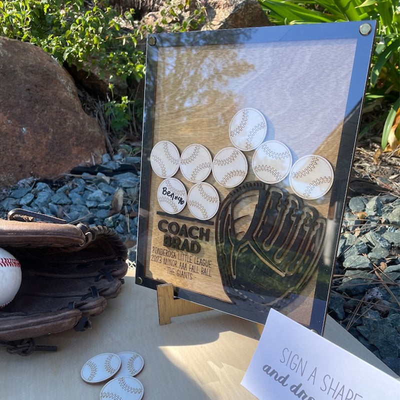 Custom Softball  Baseball  Volleyball Basketball  Soccer Coach Gift Drop Box Plaque