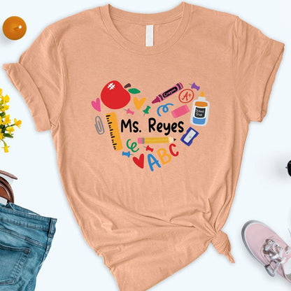 Custom Teacher Shirt, Heart Custom T-Shirt, Teacher Team Shirts, Personalized School Tshirt