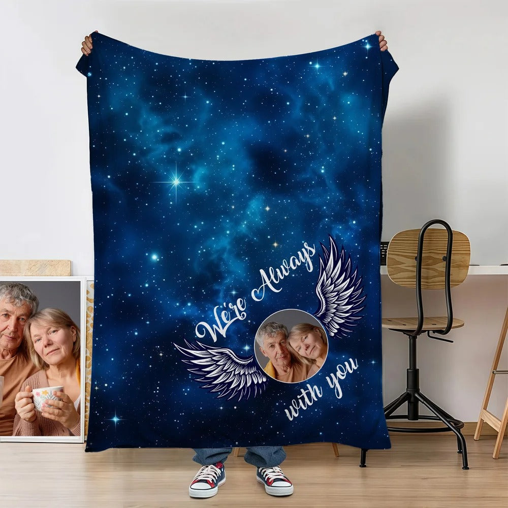 Personalized Starry Sky Angel Wing Photo Blanket