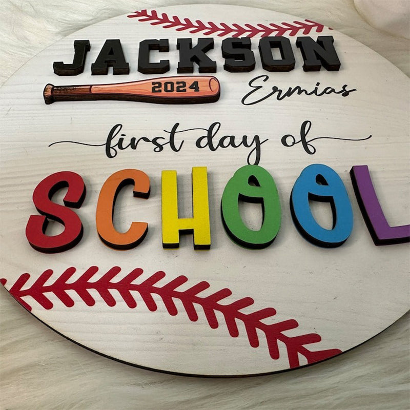 Personalized 3D First Day of School Sign, Back To School Reusable Sig